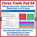 Forex Trade Management Pad EA MT4 MT5 One-Click Buy Sell Close Trades, Set TP SL in Pips, Fixed Lot Sizes or Percentage